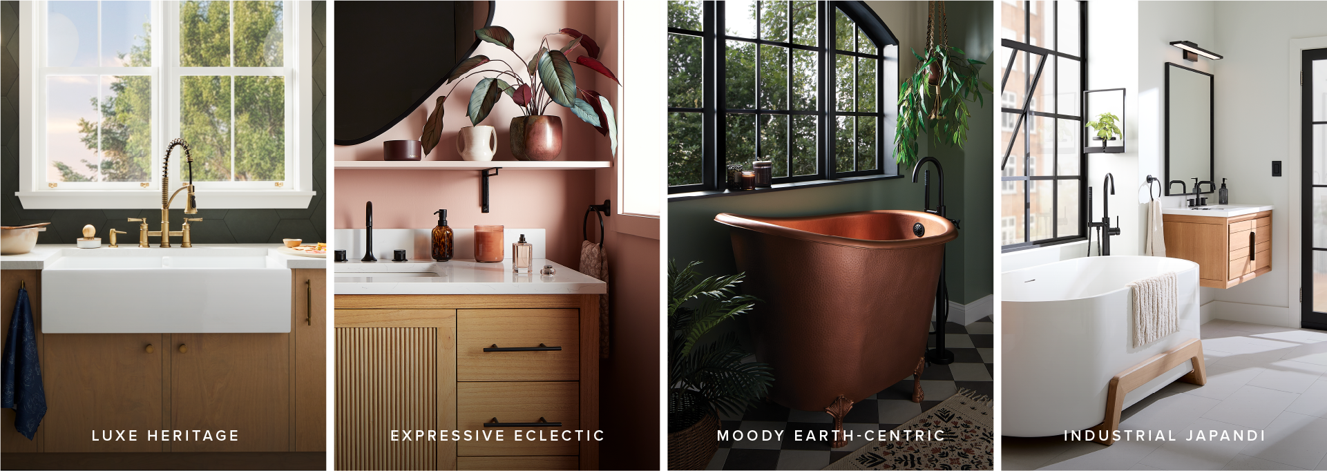 Modern heritage kitchen, expressive eclectic bathroom, moody earth-centric bathroom, industrial japandi bathroom