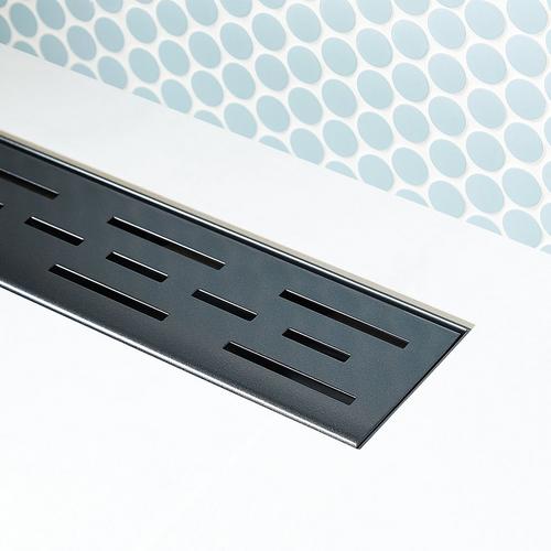 Effendi Linear Shower Drain with Drain Flange in Matte Black