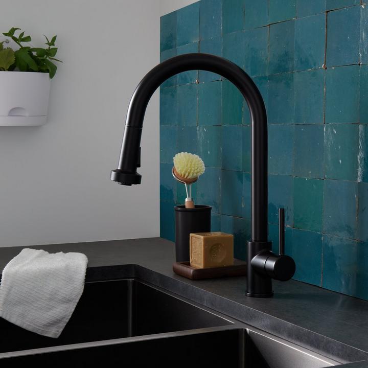 Kitchen Faucet Buying Guide, Ridgeway Pull-Down Kitchen Faucet - Matte Black