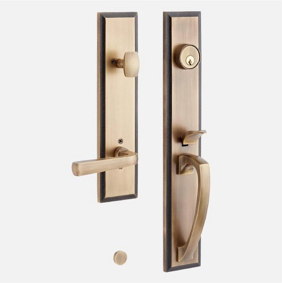 Aurick Solid Brass Entrance Door Set - Lever Handle
