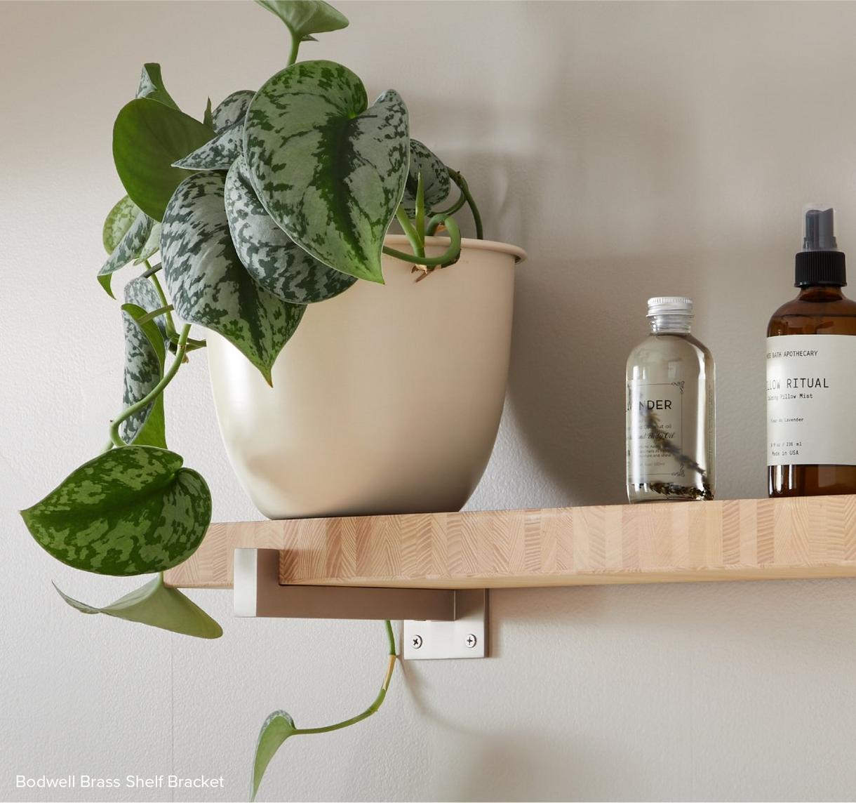 Bodwell Brass Shelf Bracket - Brushed Nickel
