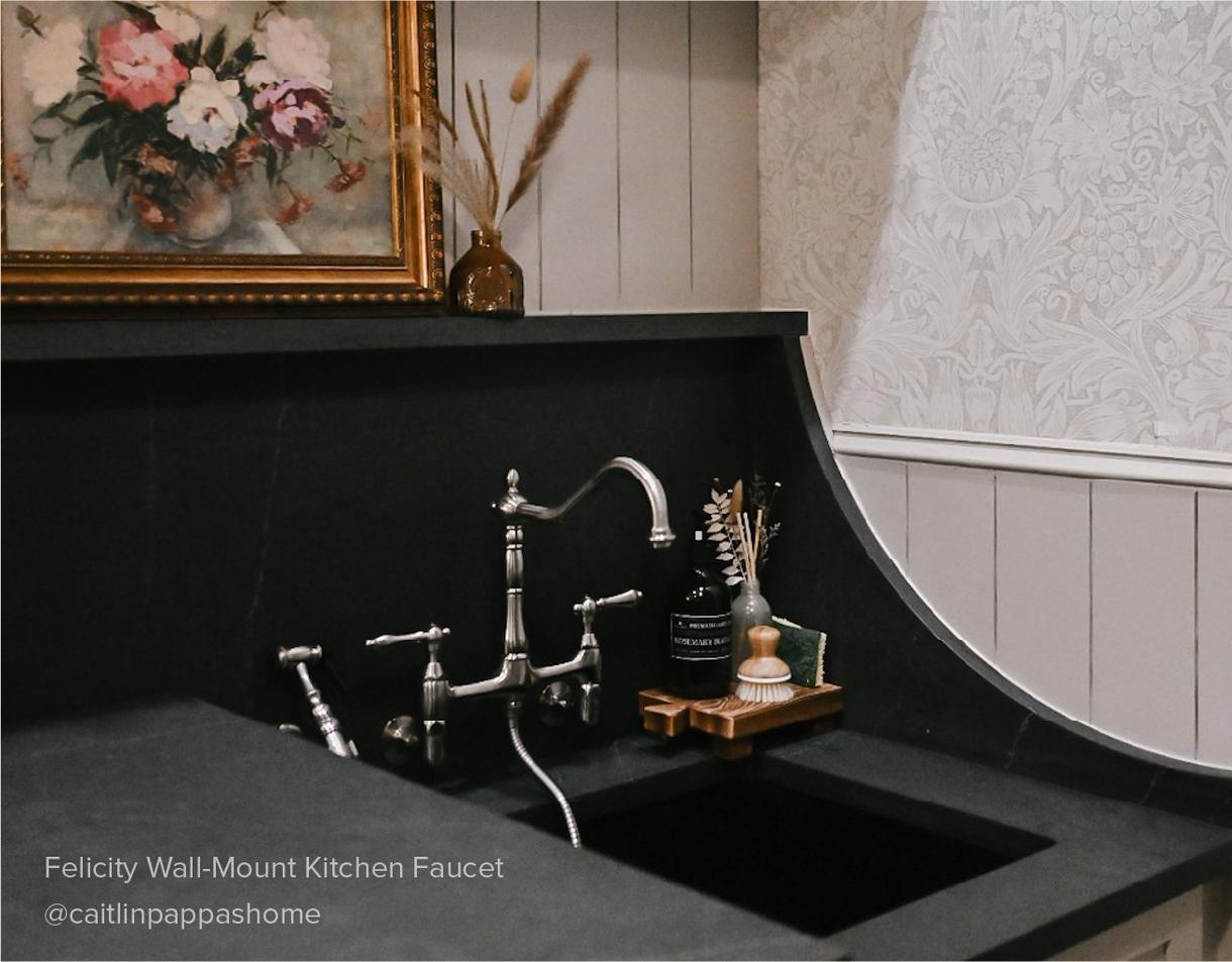 Felicity Wall-Mount Kitchen Faucet with Side Spray - Brushed Nickel
