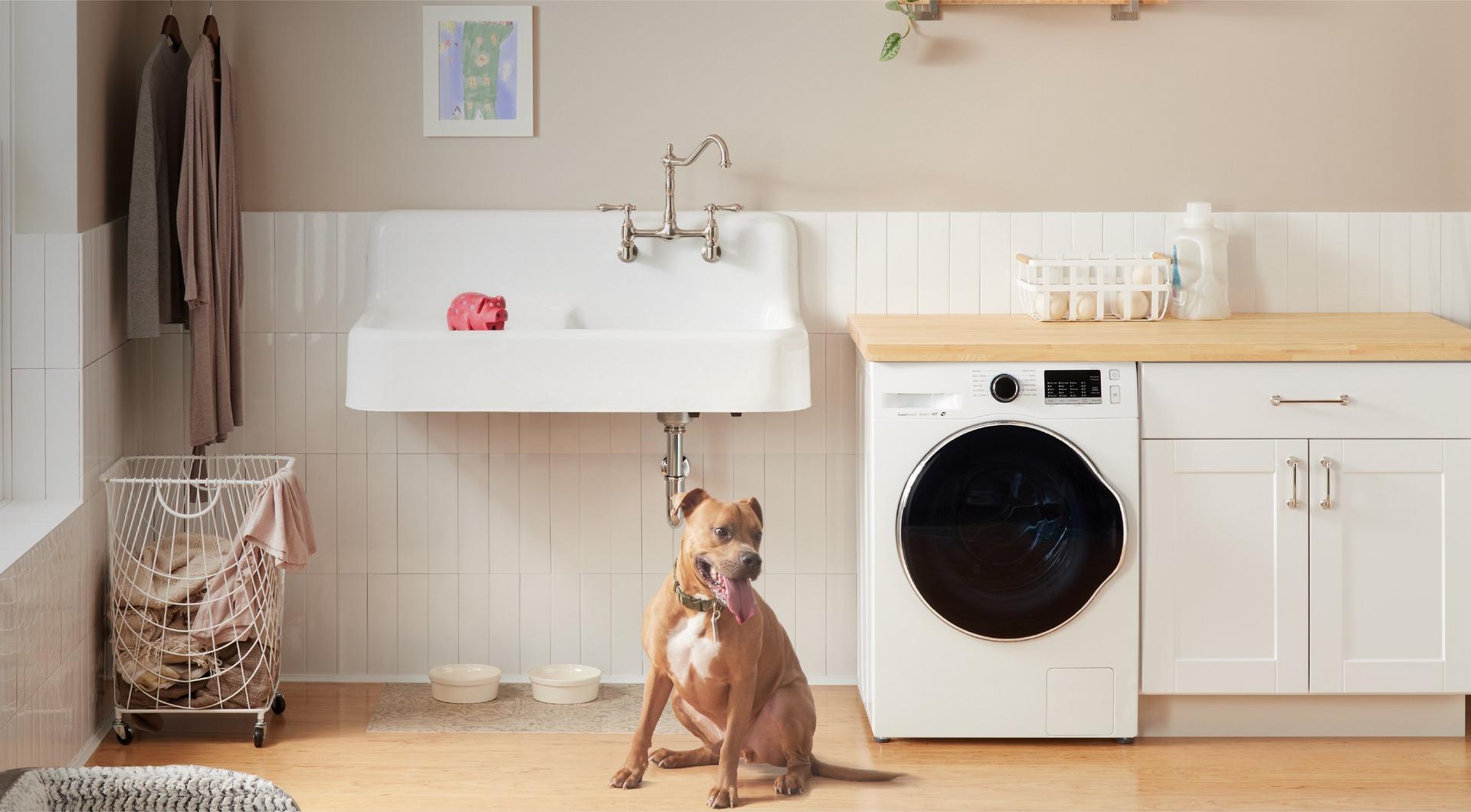 Mudroom with the Felicity Wall-Mount Kitchen Faucet, Cast Iron Kitchen Sink with Drainboard, Amarilla Cabinet Hardware