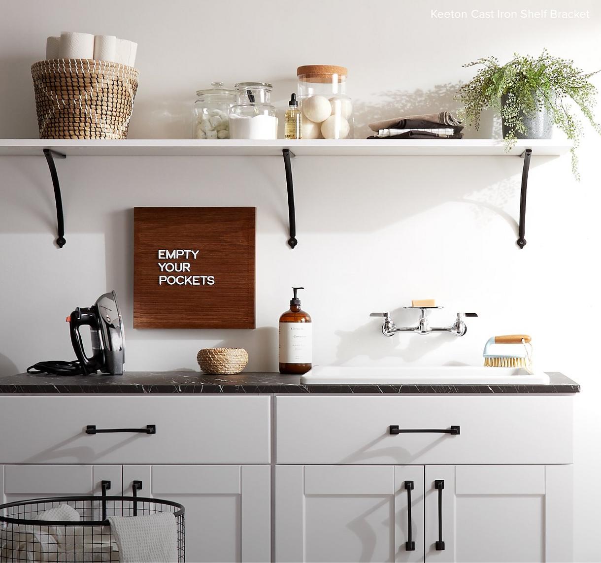 Keeton Cast Iron Shelf Bracket - Black Powder Coat
