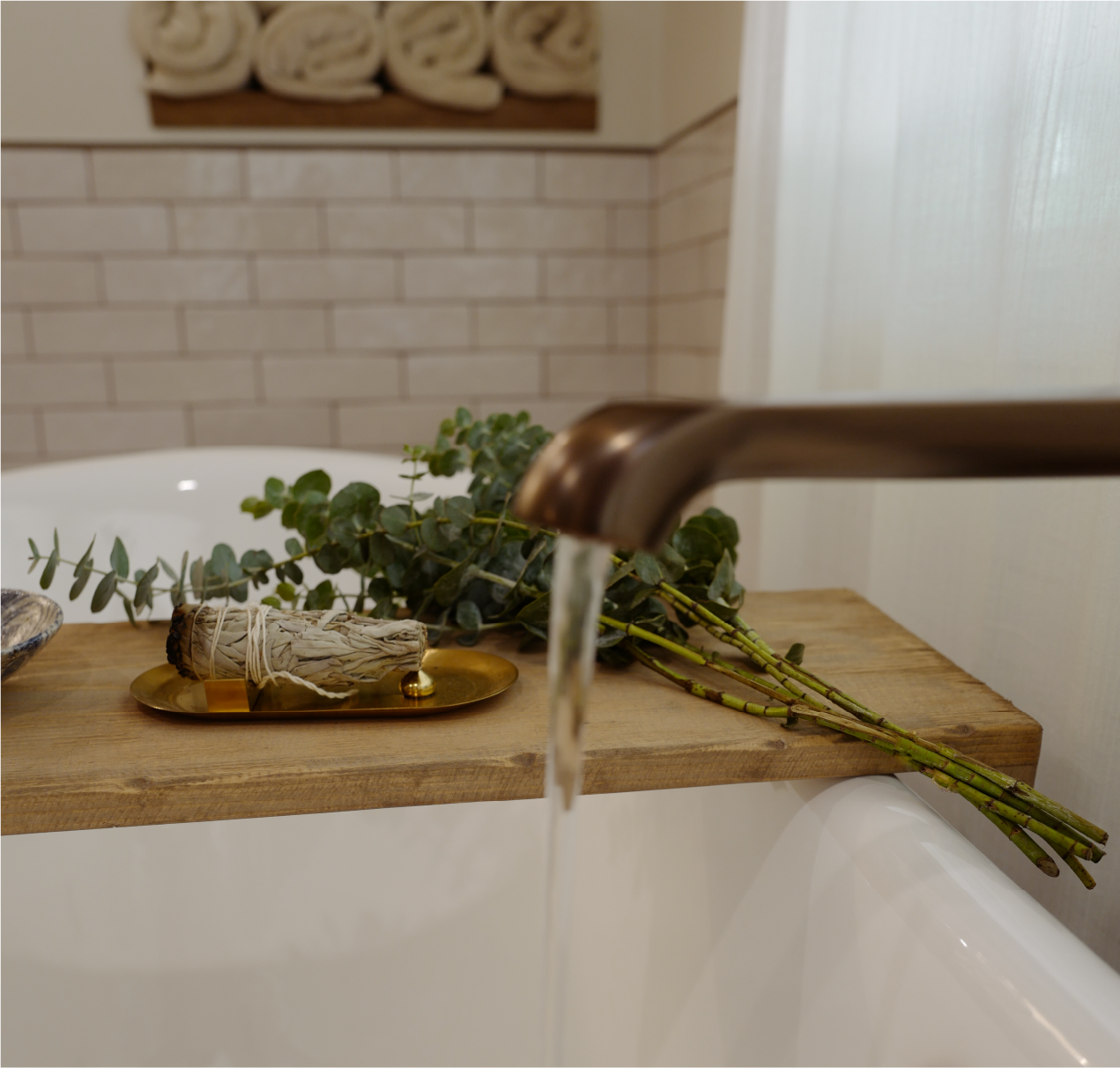 Closeup of the Cooper Freestanding Tub Faucet in Oil Rubbed Bronze