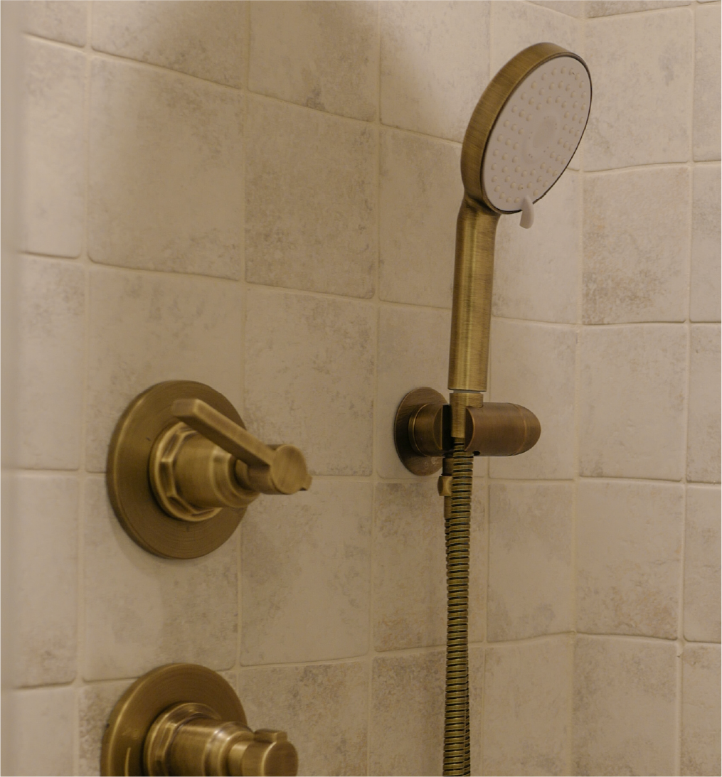 Greyfield Shower System in Aged brass