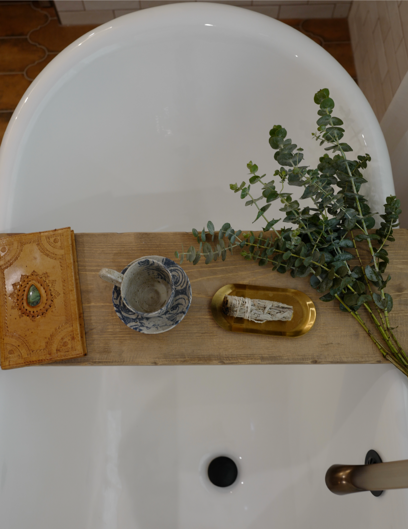Overhead shot of 72 inch Lena Cast Iron Clawfoot Tub