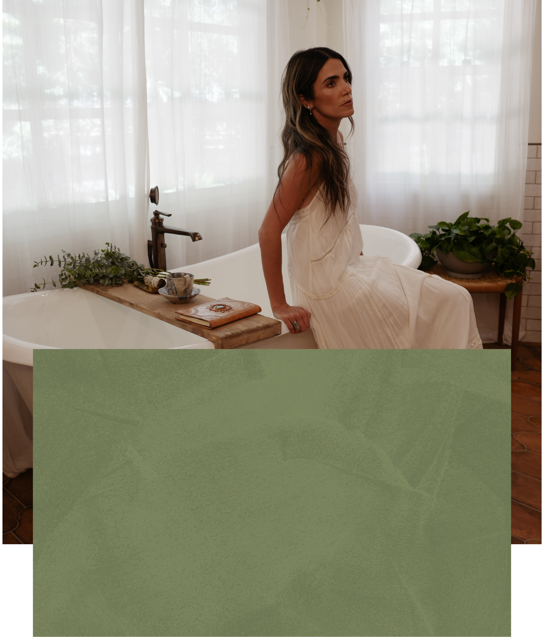 Nikki Reed in her farmhouse style bathroom
