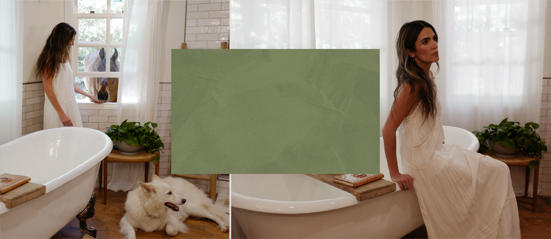 Nikki Reed in her farmhouse style bathroom