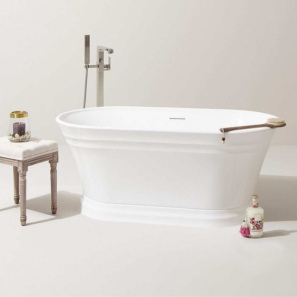 Henley Tub with the Sefina Freestanding Tub Faucet in Brushed Nickel