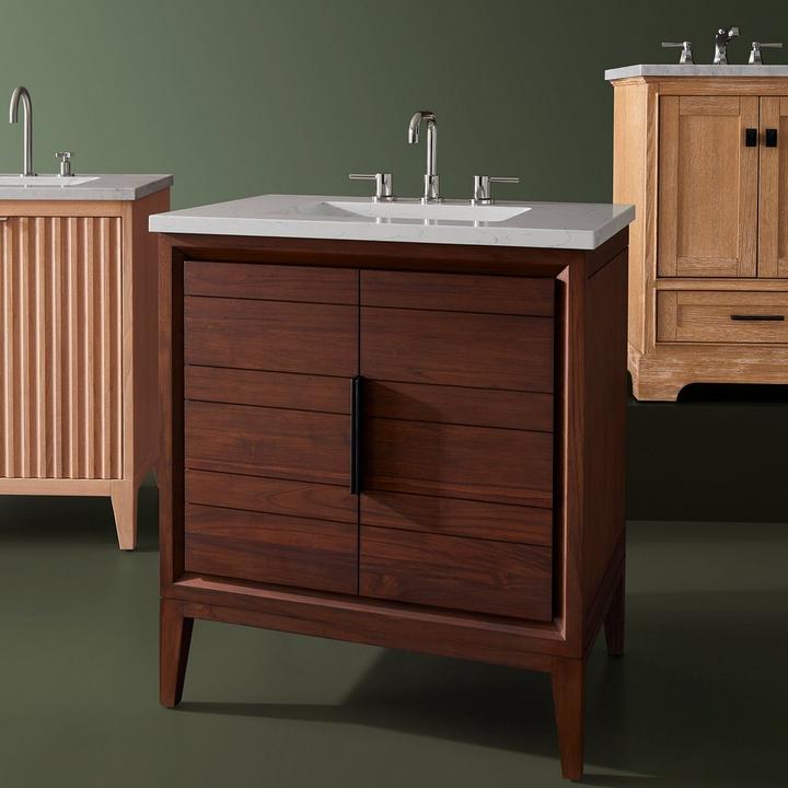 36" Aliso Teak Vanity with Rectangular Undermount Sink - Java