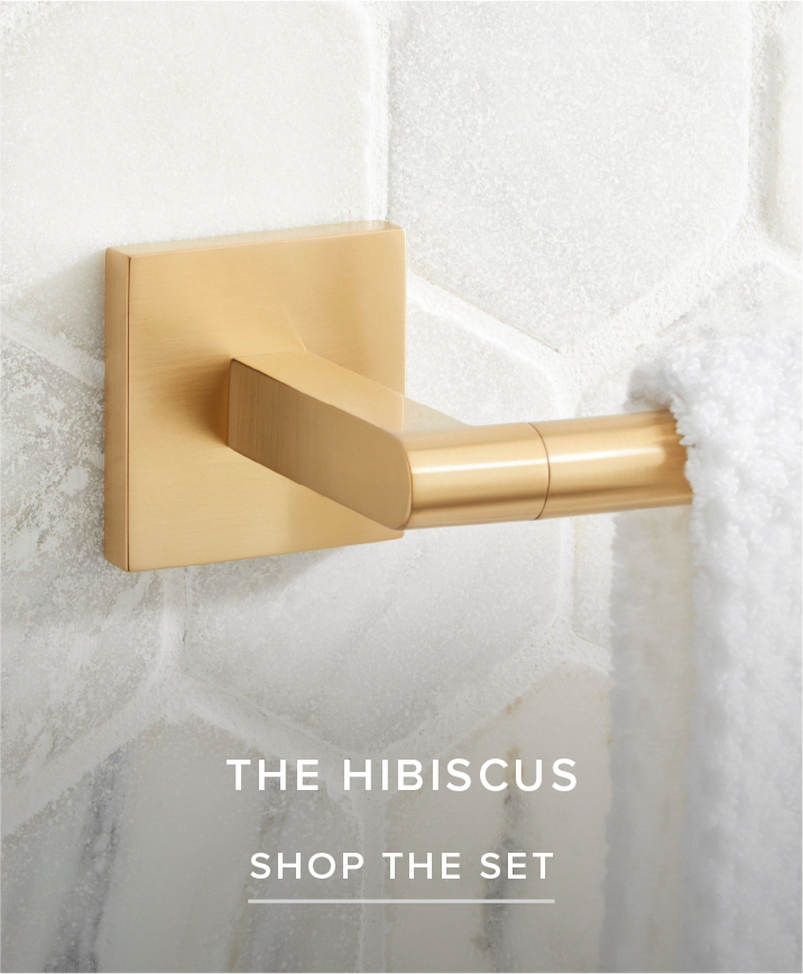 Hibiscus Bath Accessory Set in Brushed Gold