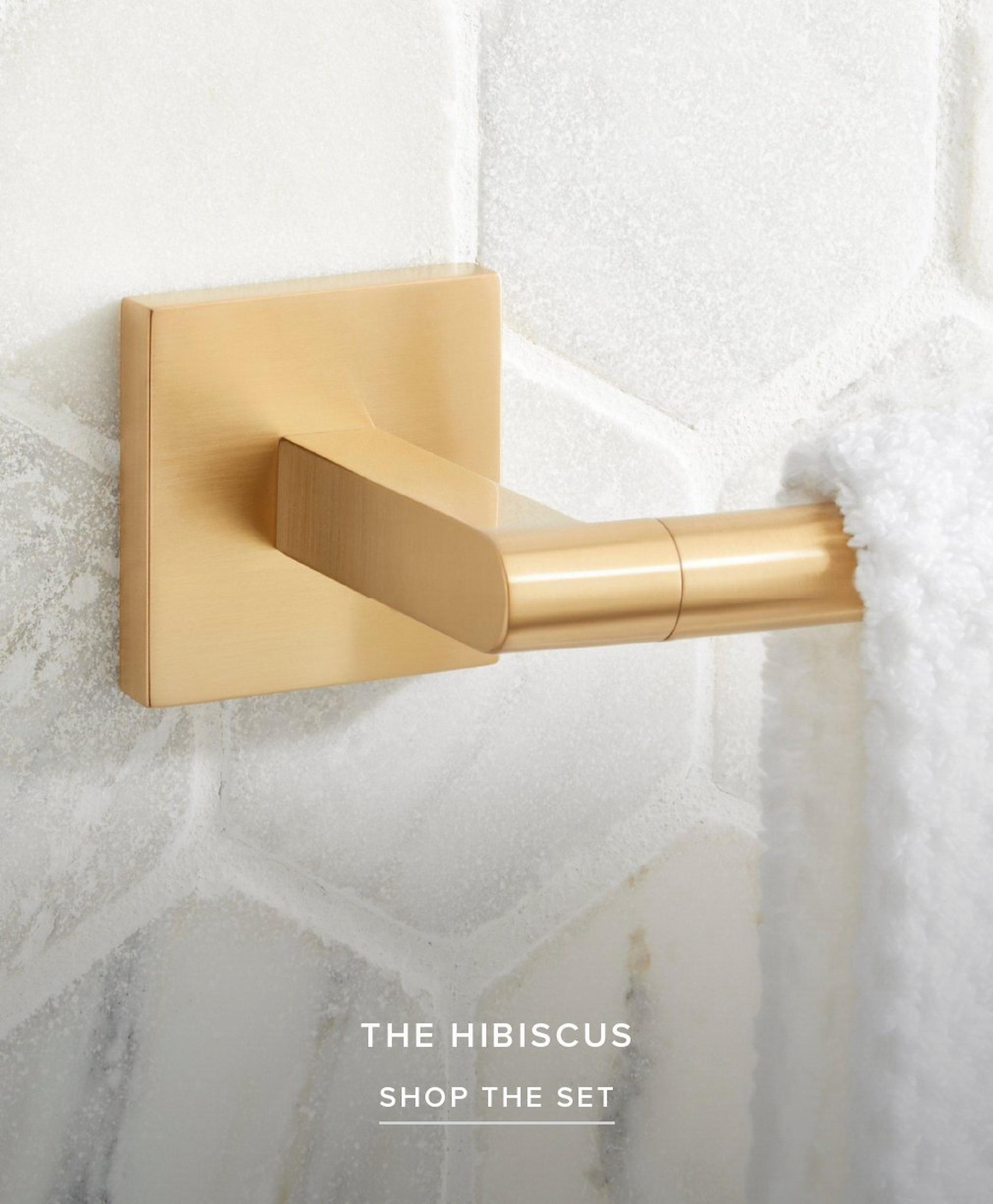 Hibiscus Bath Accessory Set in Brushed Gold