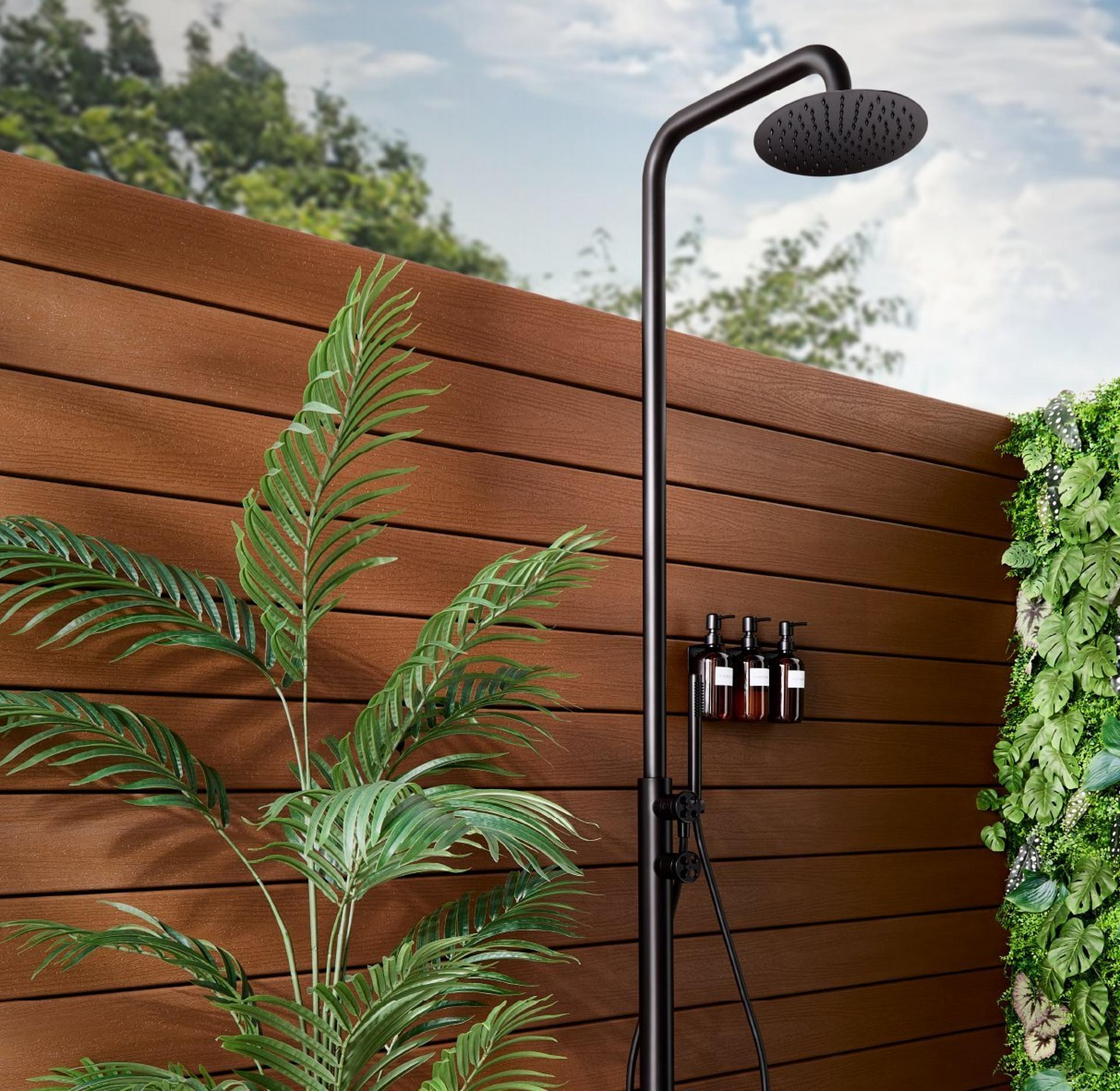 Tinsley Freestanding Outdoor Shower Panel With Hand Shower - Matte Black