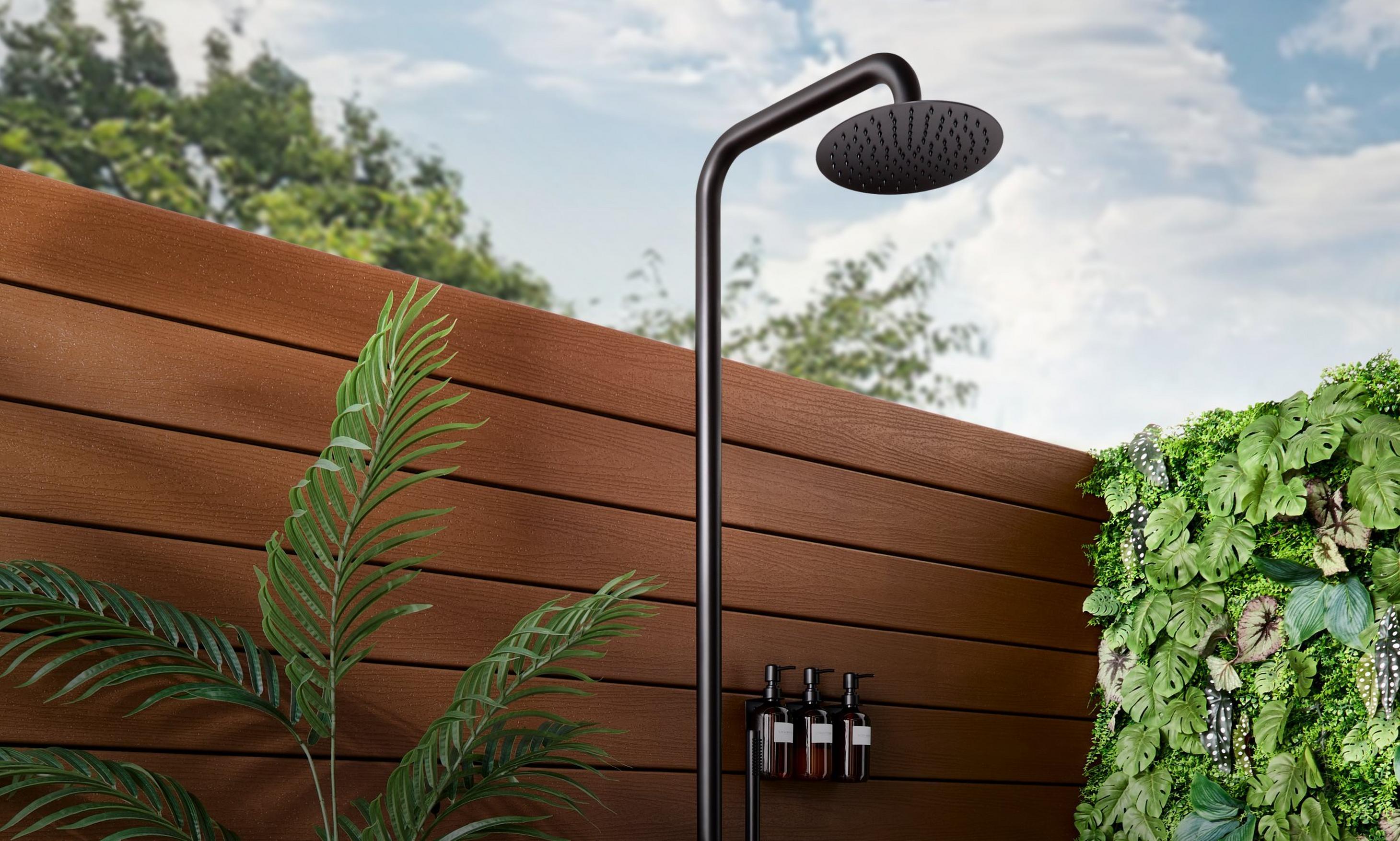 Tinsley Freestanding Outdoor Shower Panel With Hand Shower - Matte Black