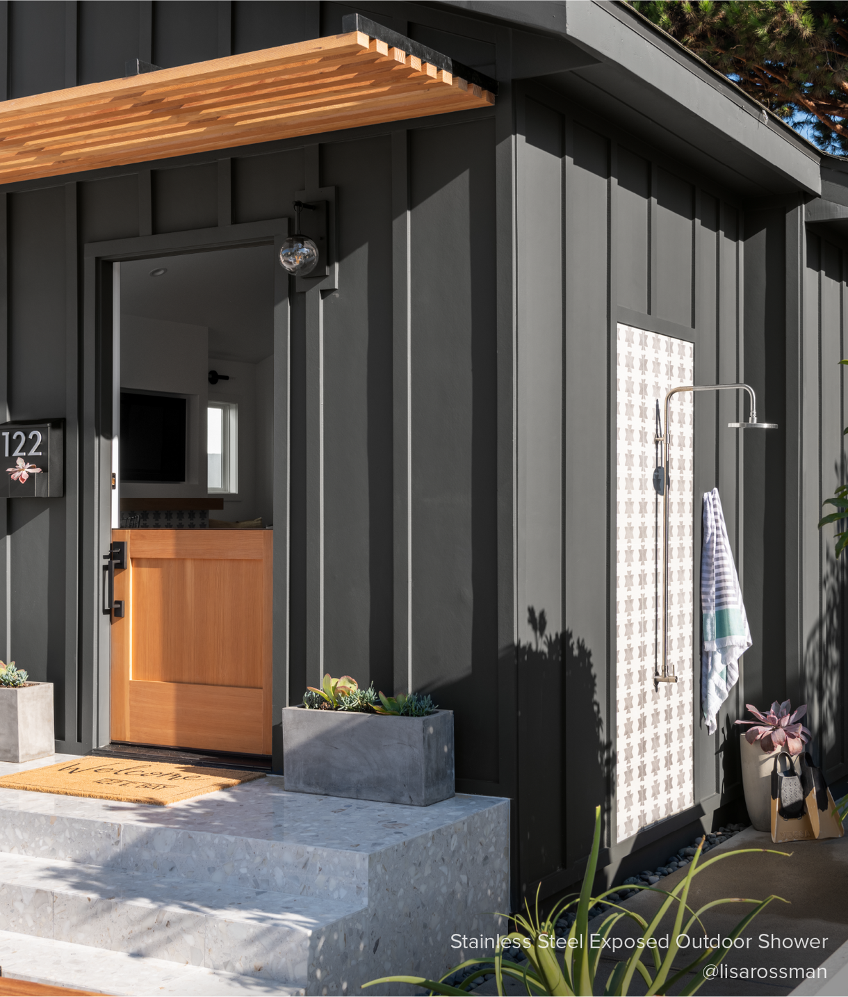 Stainless Steel Exposed Outdoor Shower for outdoor shower stall