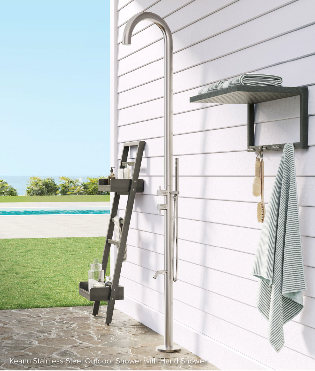 Keanu Stainless Steel Outdoor Shower with Hand Shower for outdoor shower for pool