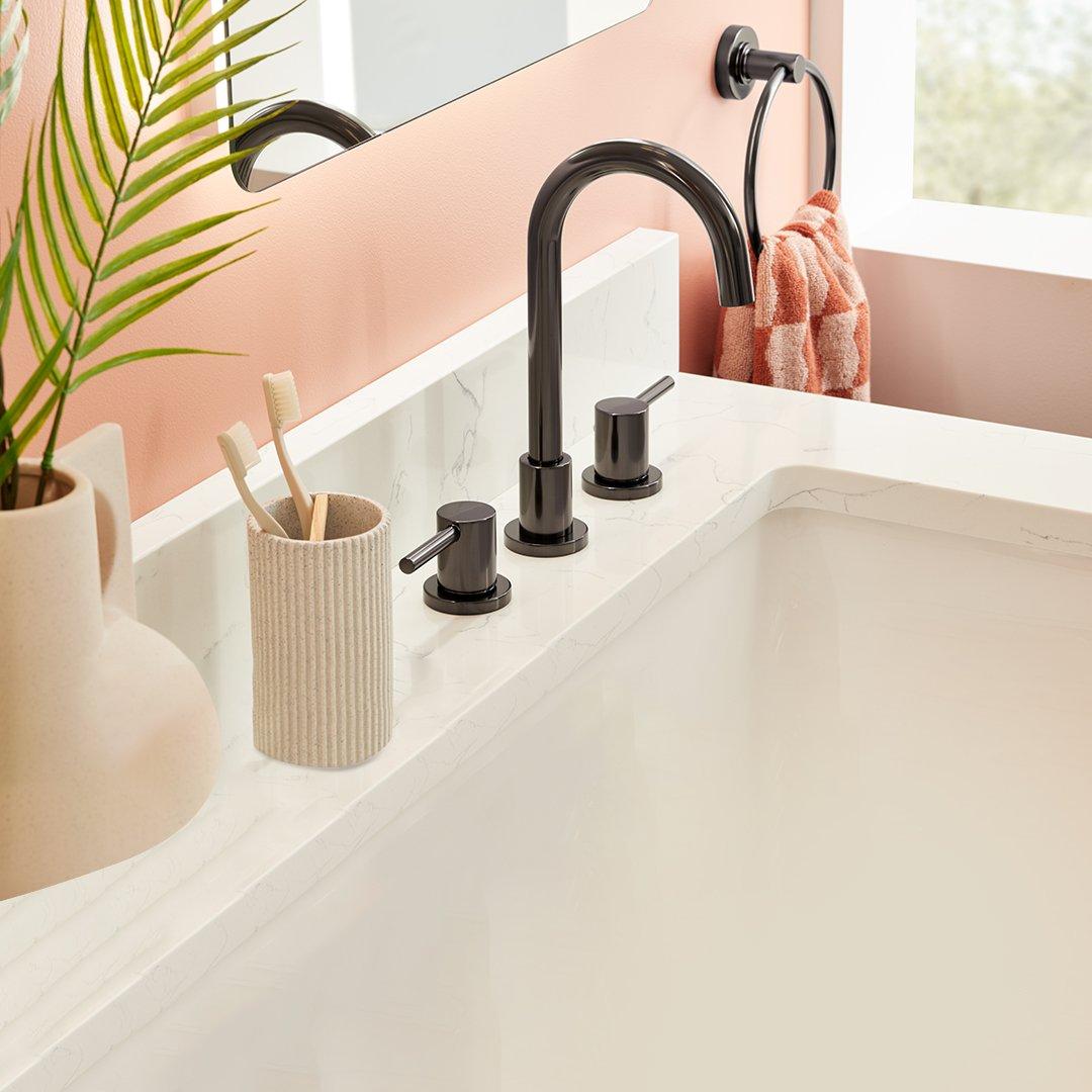 Lexia Widespread Bathroom Faucet and Towel Ring in Gunmetal