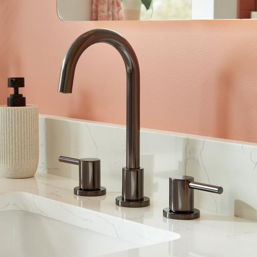 Lexia Widespread Gooseneck Bathroom Faucet in Gunmetal