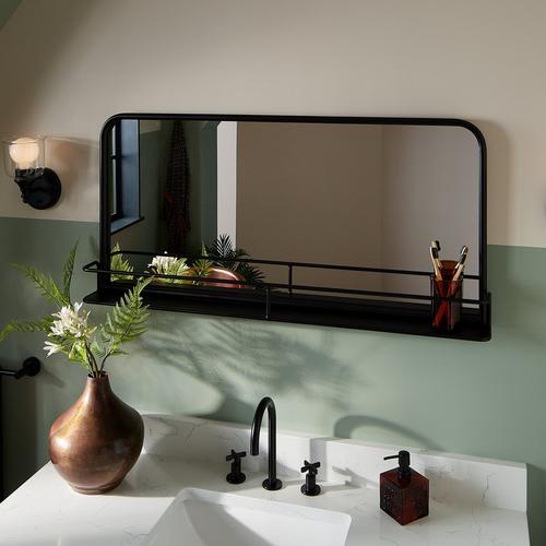 Trace Iron Decorative Vanity Mirror in Matte Black