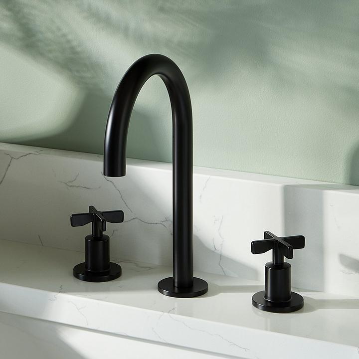 Vassor Widespread Bathroom Faucet in Matte Black for installing bathroom fixtures