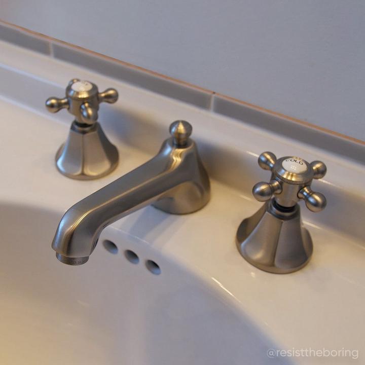 Teapot Centerset Bathroom Faucet - Cross Handles in Brushed Nickel
