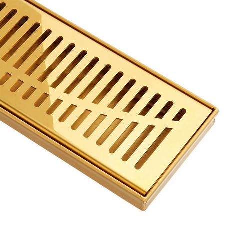 36" Rowland Linear Shower Drain - with Drain Flange - Polished Brass