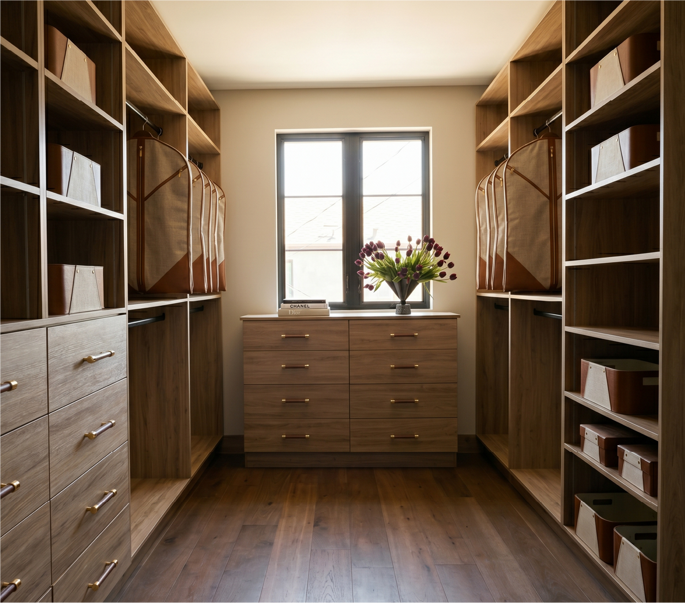 Lazzara Cabinet Pull Brown Leather - Champagne Bronze