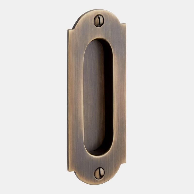 Gambon Recessed Brass Pocket Door Pull - Antique Brass