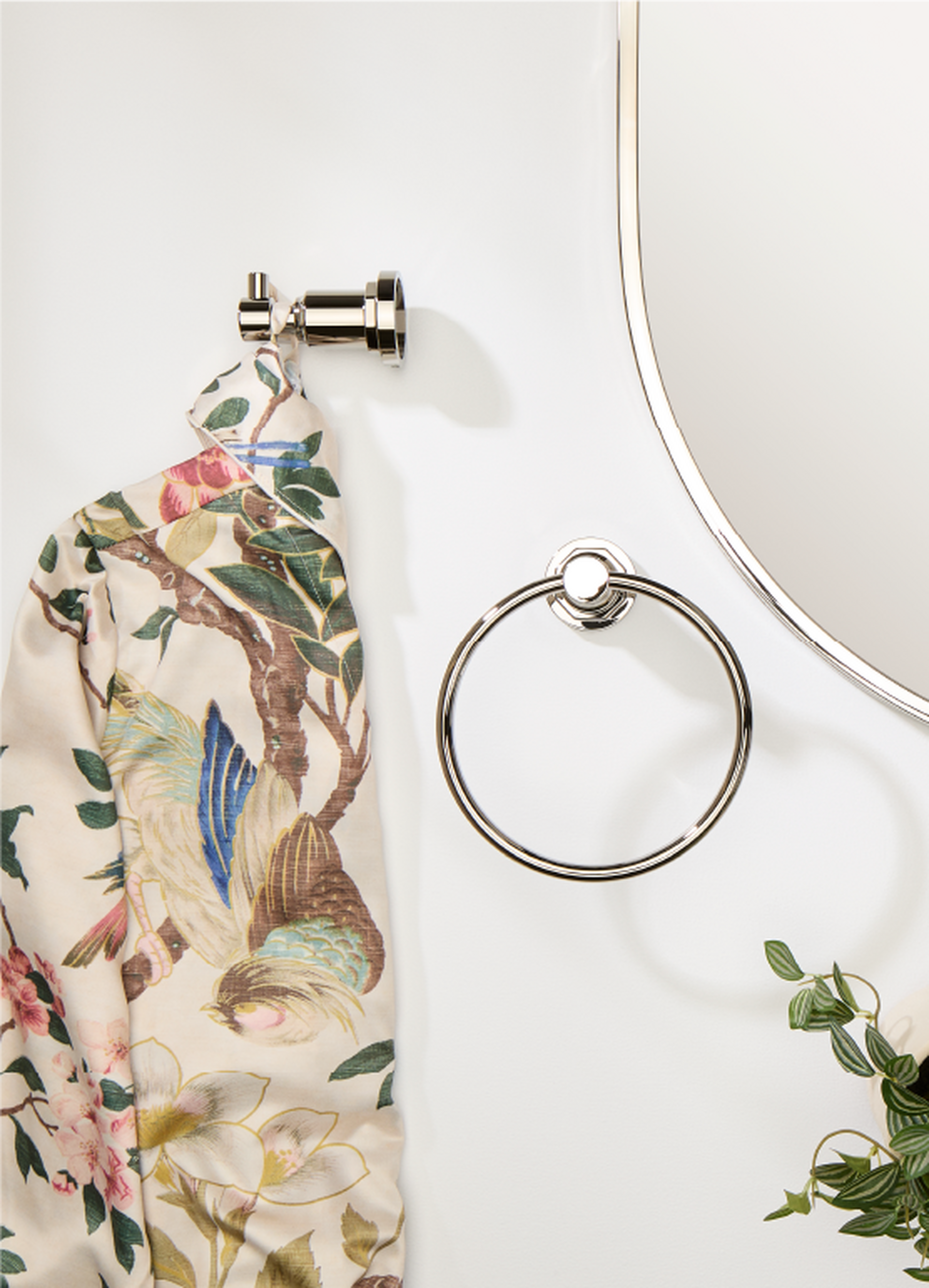 Greyfield Robe Hook, Towel Ring in Polished Nickel