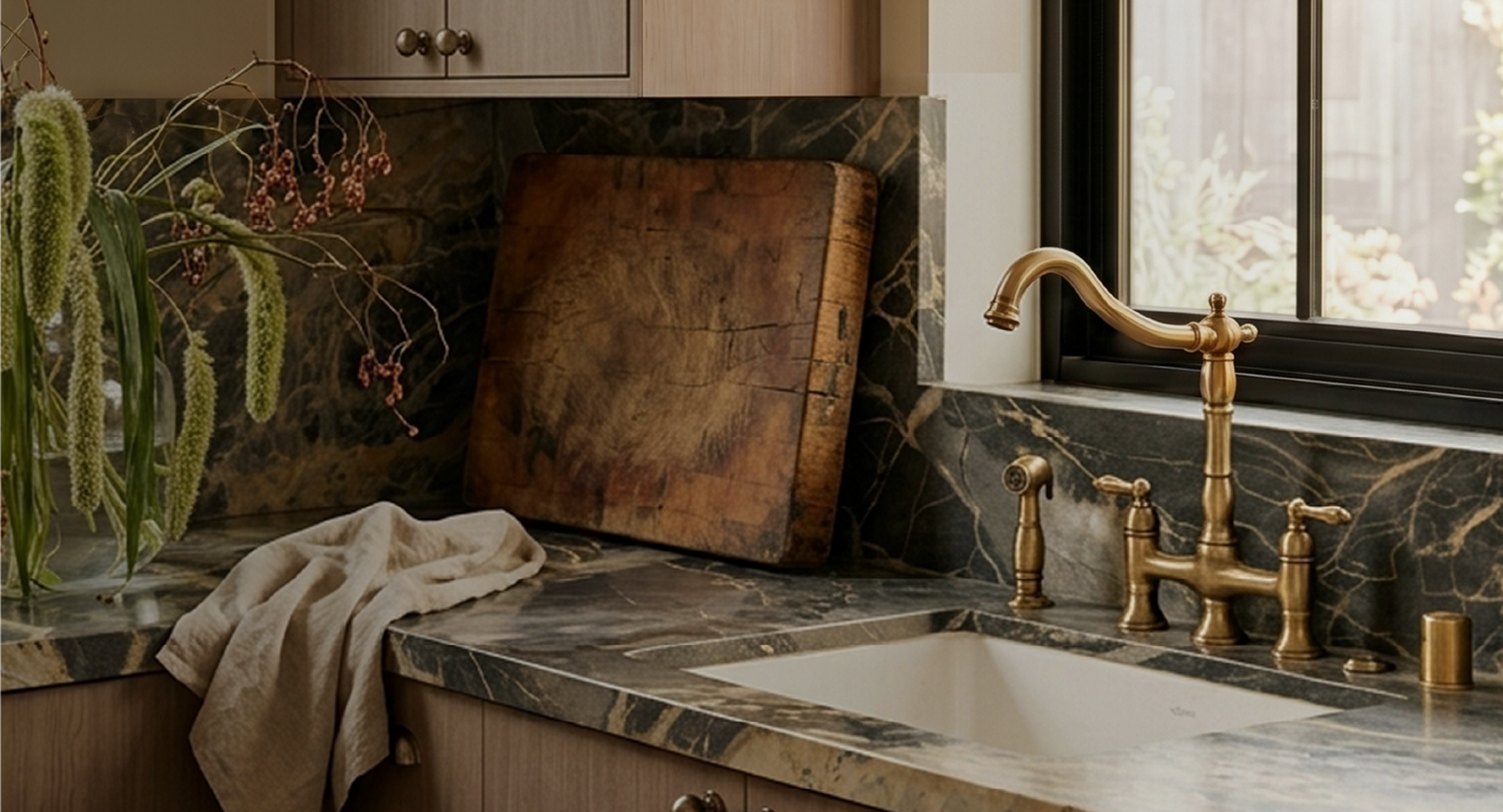 Ryan Saghian Kitchen - Delacour Bridge Kitchen Faucet in Aged Brass