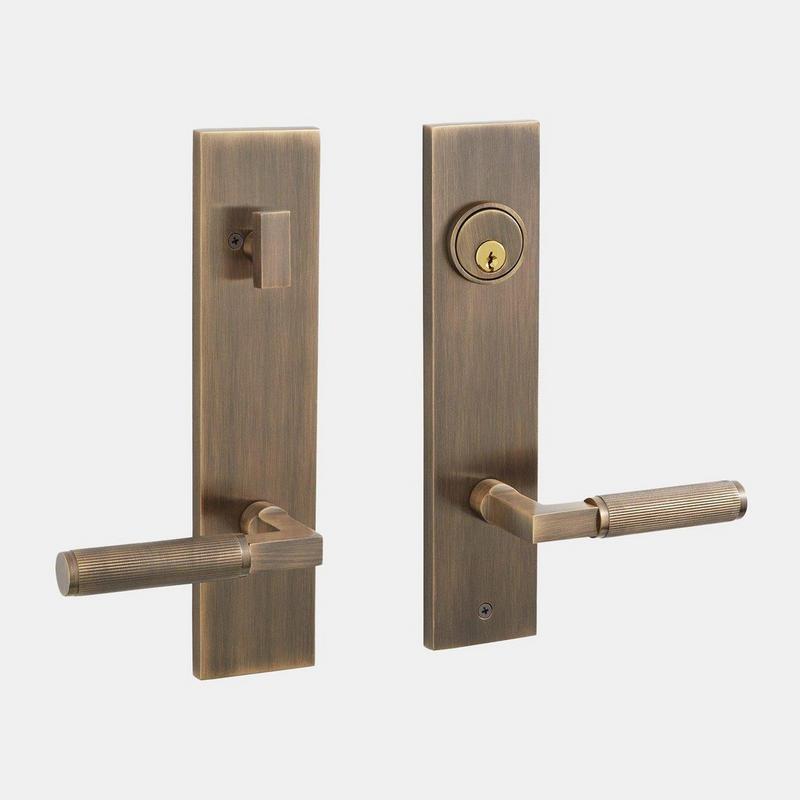 Satcher Brass Entrance Door Set - Lever Handle - Antique Brass