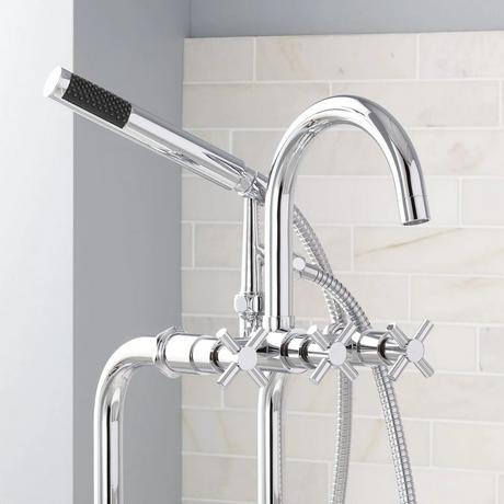 Sebastian Freestanding Tub Faucet and Supplies - Cross Handles