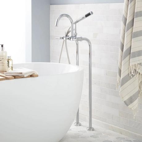 Sebastian Freestanding Tub Faucet and Supplies - Lever Handles