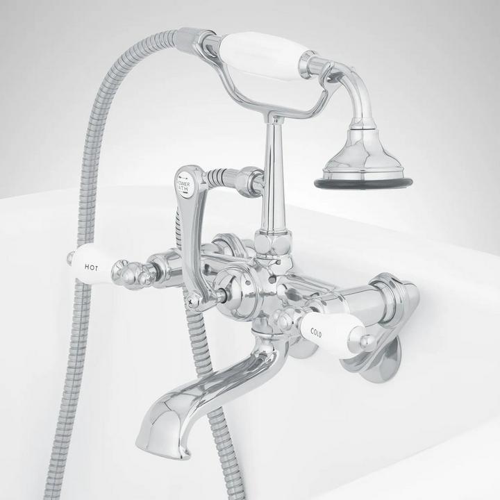 Tub Wall-Mount Telephone Faucet & Hand Shower in Chrome