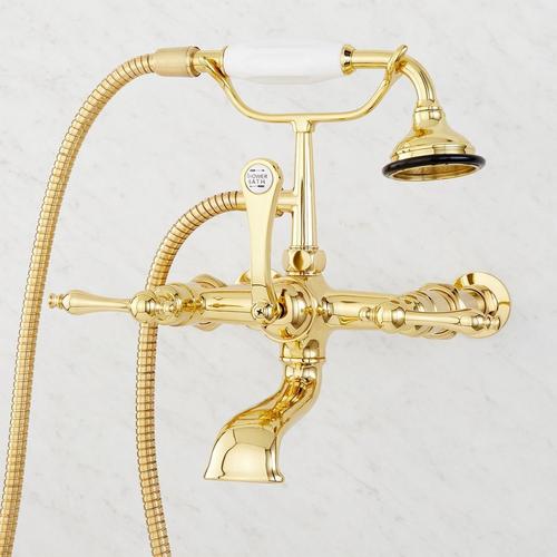 Wall-Mount Telephone Faucet & Hand Shower in Polished Brass