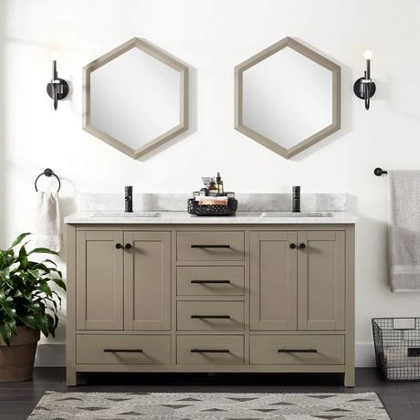 60" Radke Mahogany Vanity for Rectangular Undermount Sinks - Shoreline Gray