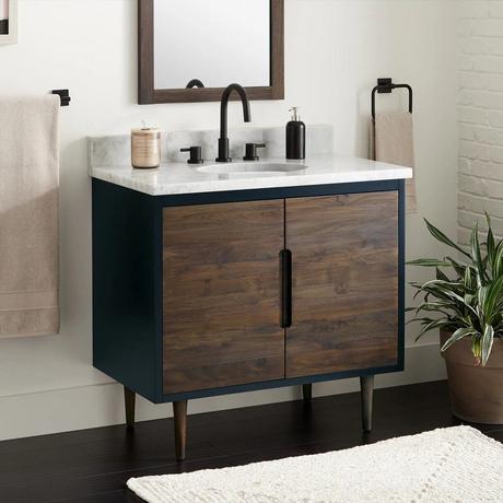 36" Bivins Teak Bathroom Vanity for Undermount Sink - Java/Black