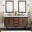 60" Bivins Teak Double Bathroom Vanity for Rectangular Undermount Sinks - Java/Black, , large image number 0