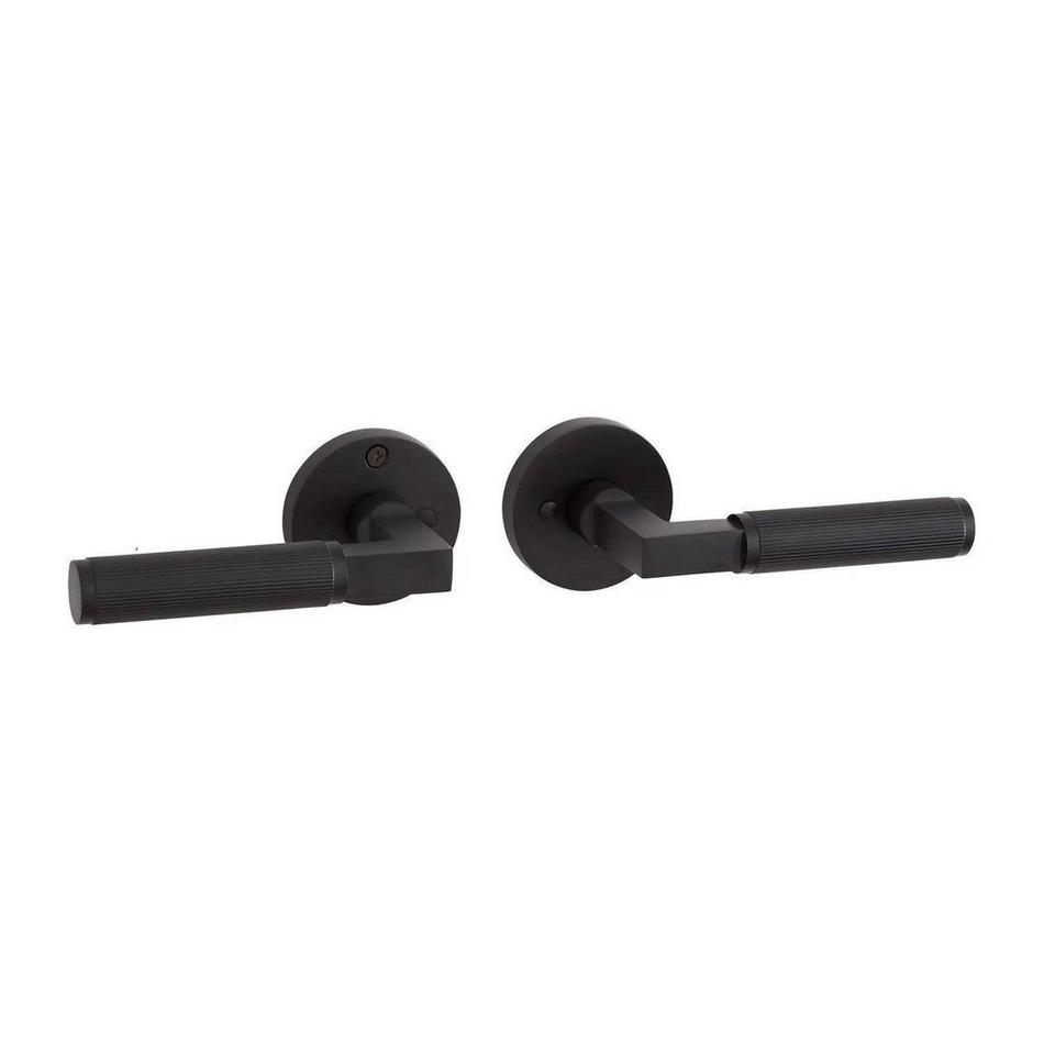 Satcher Brass Privacy Interior Door Set - Lever Handle - 2-3/8 Backset - Right Hand - Matte Black, , large image number 0