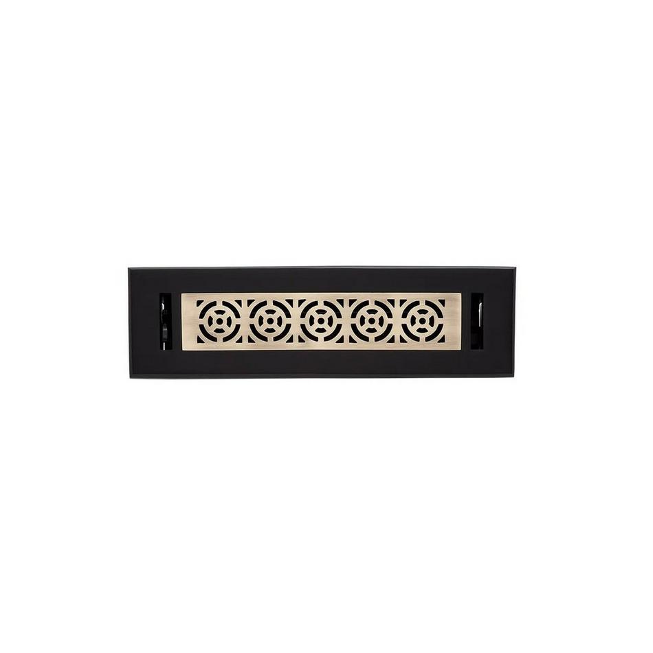 Burrel Two-Tone Brass Floor Register Matte Black/Antique Brass 2-1/4 x 14(4" x 15-3/8" Overall), , large image number 0
