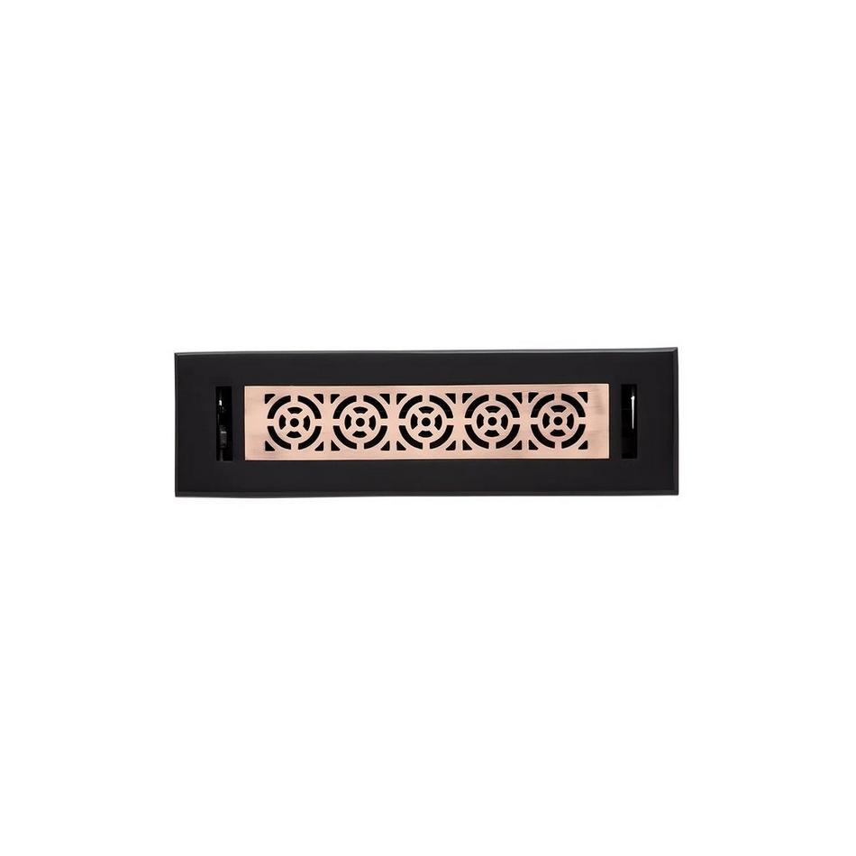 Burrel Two-Tone Brass Floor Register Matte Black/Antique Copper 2-1/4" x 10" (4" x 11-1/2" Overall), , large image number 0
