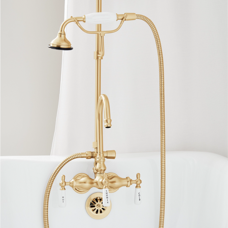 Gooseneck Shower Conversion Kit in Brushed Gold