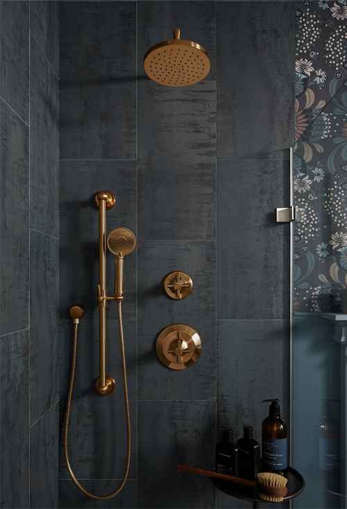 Elita Thermostatic Shower System - Brushed Gold