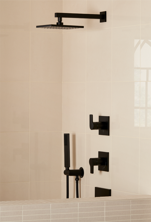 Hibiscus Thermostatic Shower System - Matte Black