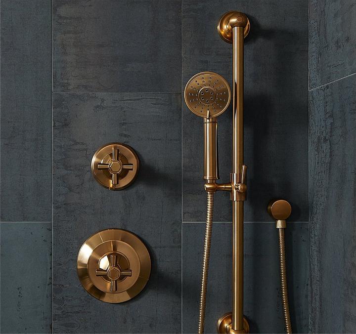 Elita Pressure Balance Shower System with Hand Shower in Brushed Gold