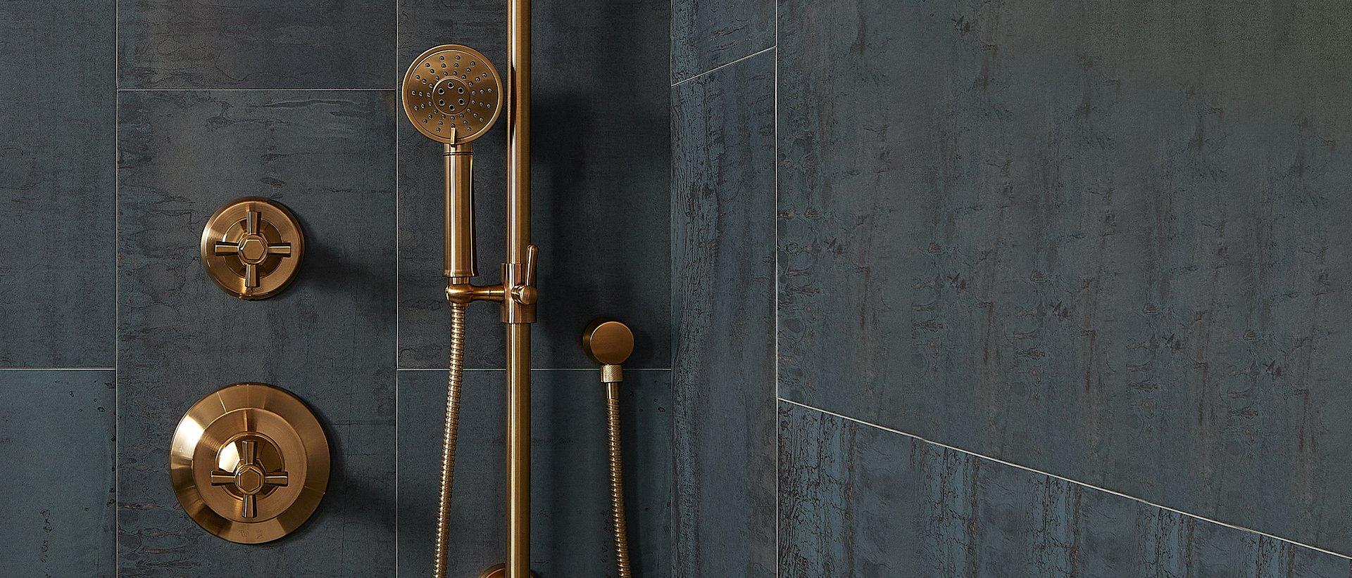 Elita Pressure Balance Shower System with Hand Shower in Brushed Gold