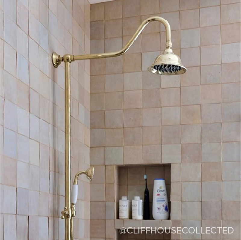 Dolwick Exposed Pipe Shower and Tub Faucet - Polished Brass