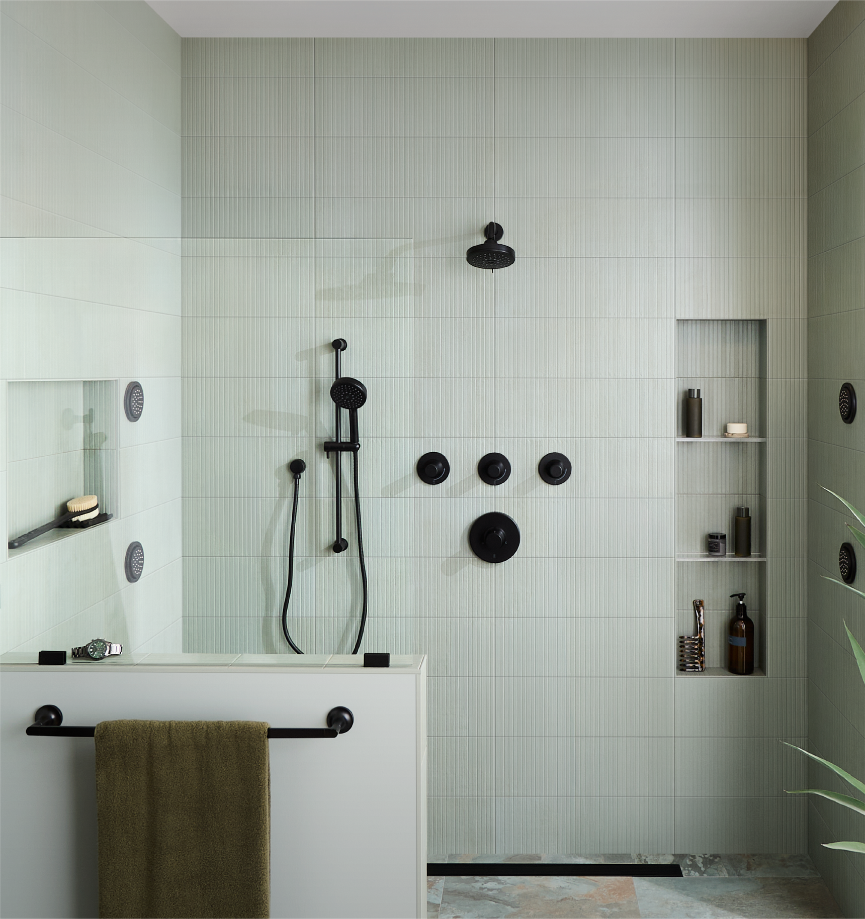Lentz Thermostatic Shower System - Matte Black