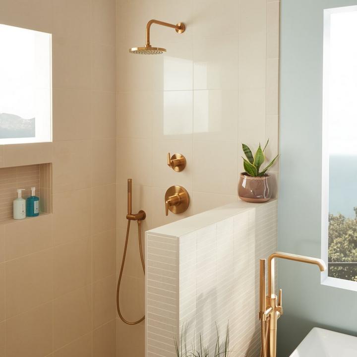 Drea Pressure Balance Shower System with Hand Shower - Brushed Gold
